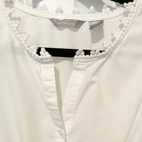 🔥SALE🔥 LIZ CLAIBORNE WHITE TUNIC SIZE L 100% COTTON - Picture 5 of 10